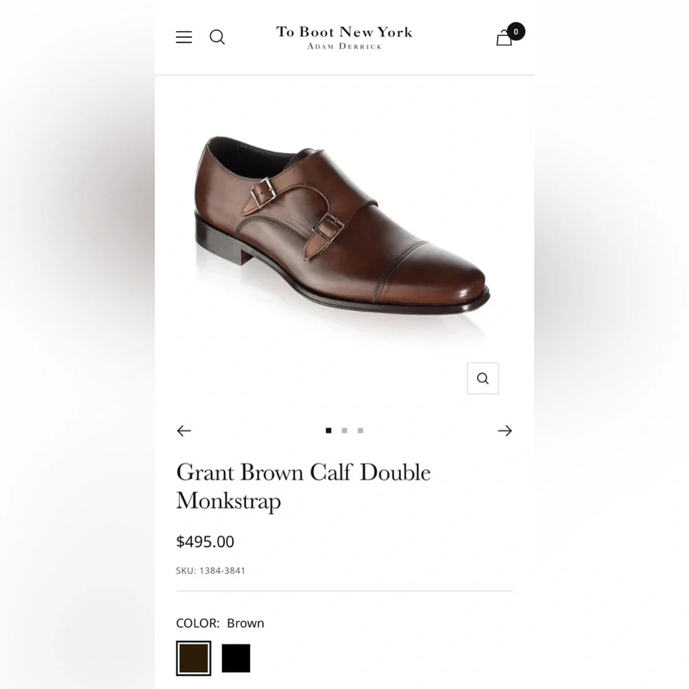 To Boot New York Grant Brown Calf Double Monkstrap Shoes Brown Size‎ 9.5
